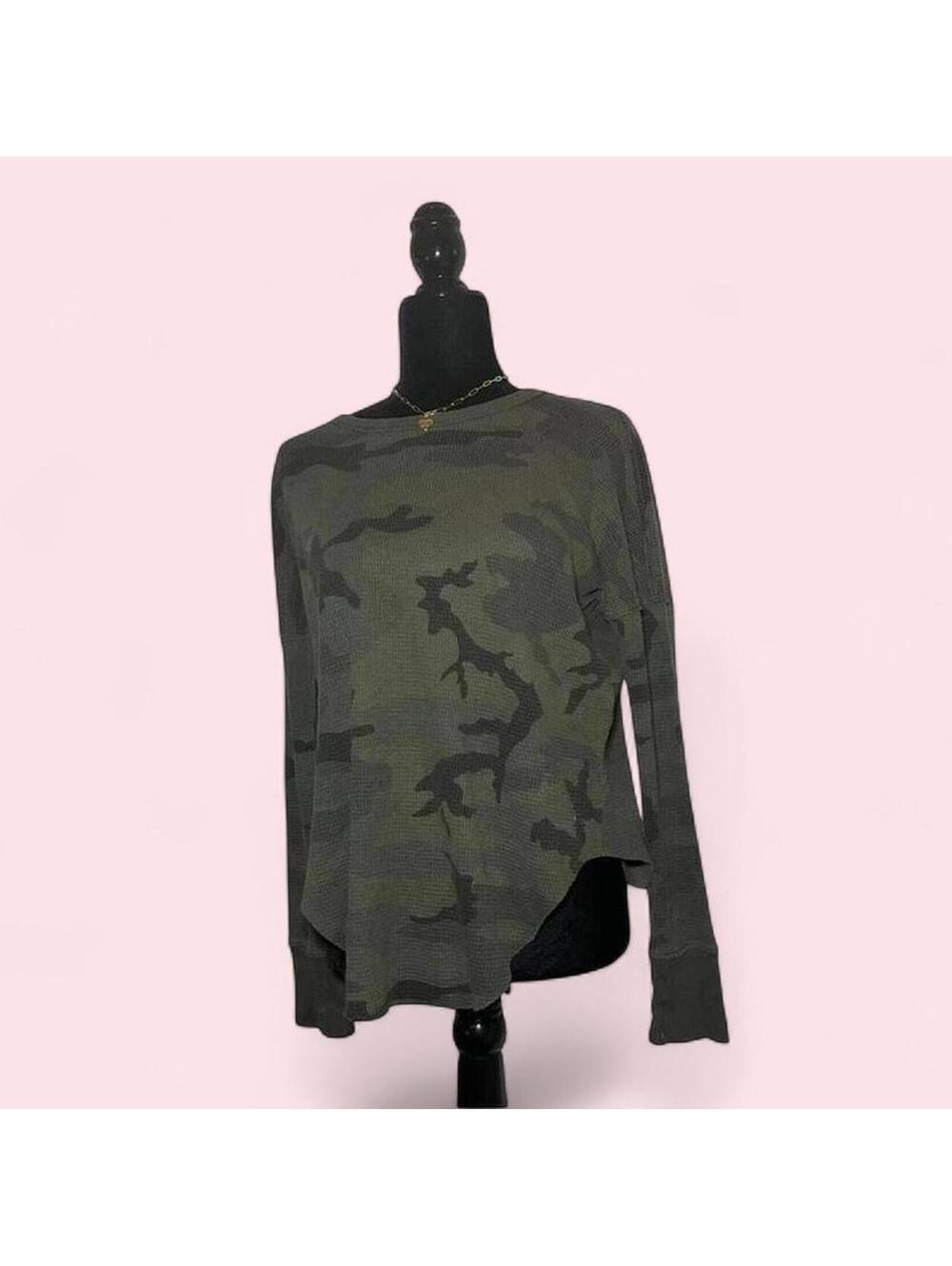 TNA Green Camo Long Sleeve Shirt Oversized Size S - Picture 4 of 6